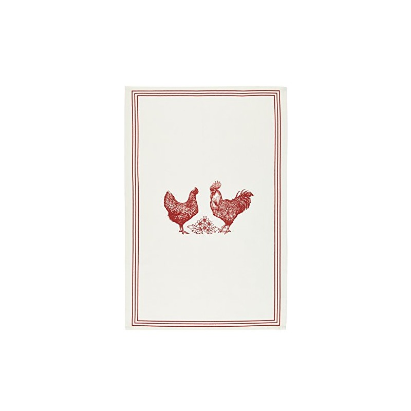 KitchenCraft KCFHENTTPK2 'French Hen' 100% Cotton Printed Chicken Tea Towels,
