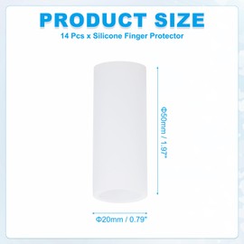 PATIKIL Gel Finger Cots 1.6"x0.59", 14 Pcs Silicone Finger Protector Support Finger Sleeve Cushions Thumb Protector Covers Finger Caps Gloves for Finger Cracking, White