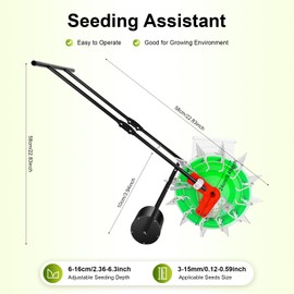 GrfceVue Hand-Push Roller Seeder, Precision Manual Seed Planter Push Spreader Garden Seeder with 12 Seed Plates, Corn Peanut Fertilizer Applicator for Corn, Peanut, Soy, Cotton, 13.5cm Spacing