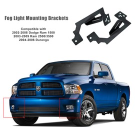 Teurroie Fog Light Mounting Brackets for 2002-2008 Dodge Ram 1500 / 2003-2009 Ram 2500 3500 / 2004-2006 Durango - Alloy Steel, Easy Install, Fits LED Fog Lights