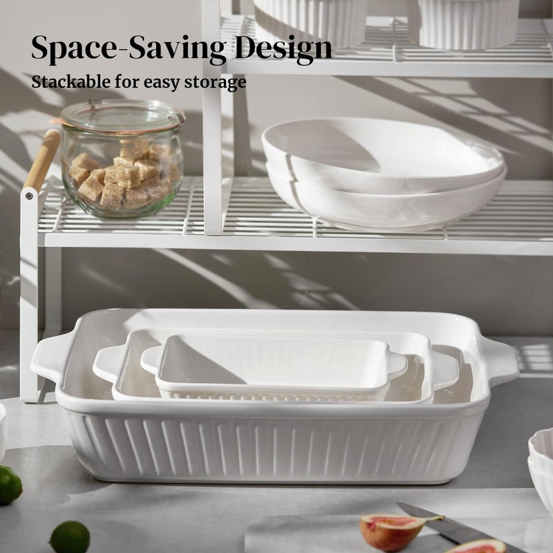 DOWAN Casserole Dishes for Oven, Baking Dishes Set, Ceramic Bakeware