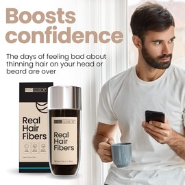 Hair Illusion Dark Brown Real Hair Fibers for Thinning Hair - 100% Natural Texture, Non Synthetic Hair Fibers - Bald Spot Cover Up for Women & Men - 38 Gram