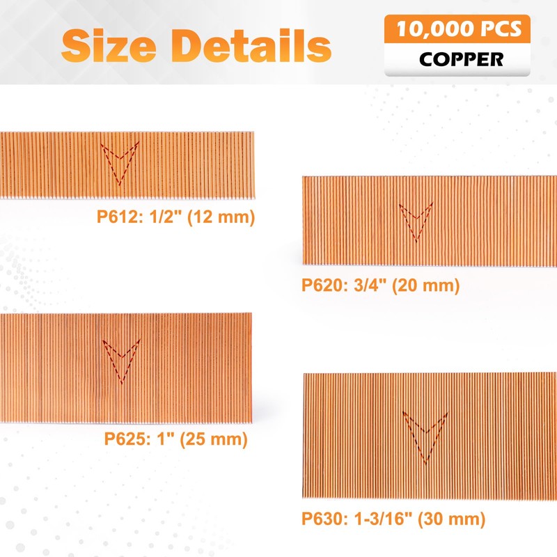 KIMSING 23 Gauge 3/4-inch (20mm) Copper Coating Micro Pin Nails