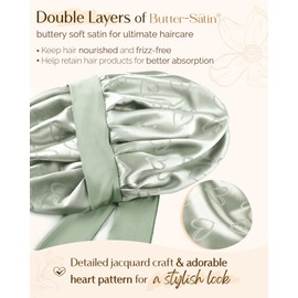 YANIBEST Double Layer Silk Satin Bonnet for Sleeping Women Printed Pattern Satin Bonnet with Tie Band for Women Curly Natural Hair