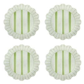 Juliska Cabana Stripe Melamine Dessert/Salad Plate Set/4 - Seagrass