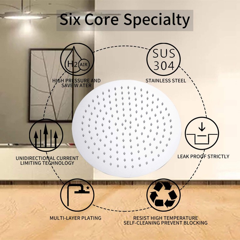GGStudy Round 16 Inch Stainless Steel Shower Head - Rain