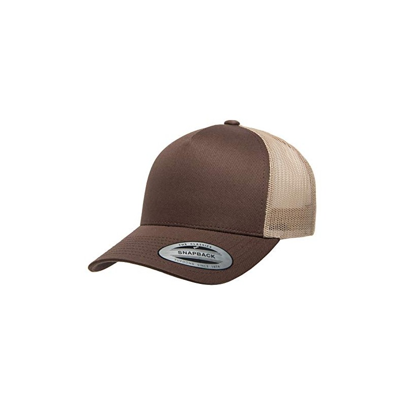Yupoong Men's YP Classics 5-Panel Retro Trucker Cap-2-Tone, Brown/Khaki, OSFA