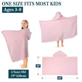 PAVILIA Fleece Hooded Towel for Kids, Soft Plush Toddler Beach Towel, Shower Wrap for Pool Beach, Absorbent Swimming Poncho for Toddler Boys Girls 3-8 Years 50x30 Inch, Pink