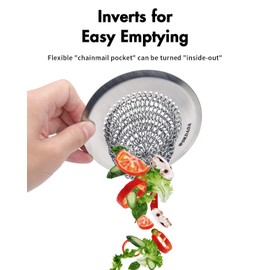 Wokdada Reversible Kitchen Sink Strainer, Easy-to-Clean 304 Stainless Steel Sink Drainer, Replacement for Kitchen Sink Basket, Effective Food Waste Filter