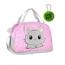 Goldkids - Sporttasche Kinder für Mädchen & Jungen - Umhängetasche mit Katze Motiv - Schwimmtasche mit verstärktem Boden - Trainingstasche 39 cm x 27 cm x 16 cm