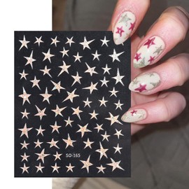 8pcs/Set Star Nails Stickers - Sparkling Irregular Stars Shiny 3D Self Adhesive Nail Art Stickers Glitter Gold Silver Five-pointed Stars Nail Designs Pentagram Nails Tip Manicure Decorations For Women