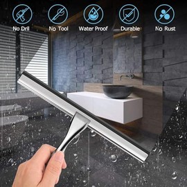 Jalador para Vidrios 31 CM de Ancho, Escobilla de Goma para Limpieza de Cristales de Acero Inoxidable, Limpiacristales de Ducha con Gancho Pisos, Baños, Espejos y Automóviles