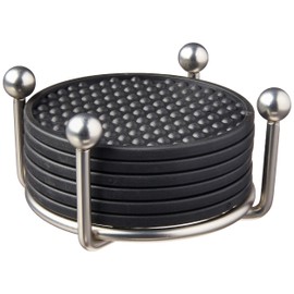 Spectrum Diversified Pantry Works Set Set of 6 Waterproof, Flexible Holder, Coasters for Drinks, Satin Nickel