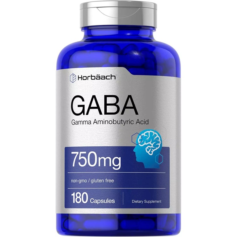 Horbäach GABA 750mg | 180 Capsules | Gamma Aminobutyric Acid