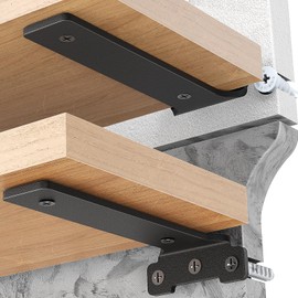 Yeabett Pack of 2 Shelf Brackets 10 cm Metal Shelf Brackets with Screws 70 kg Load Capacity Black