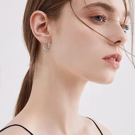 Sonateomber Dainty Silver Hoop Huggie Earrings for Women Girls – Cute Circle Knot Twisted Hoops Hypoallergenic Statement Wedding Bridal Prom Jewelry Gift