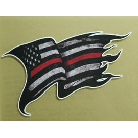 Tattered Distressed Thin Red Line Flag Firefighter Fire Department Fire Truck Red Lives Matter decal sticker Car Truck RLM