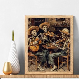 Natuyalo Paint by Numbers Kit for Adults Beginners and Kids, 16" Wx20 L Canvas Pictures Drawing Acrylic Paintwork with 3 Pcs Paintbrushes, Skeletons Concert