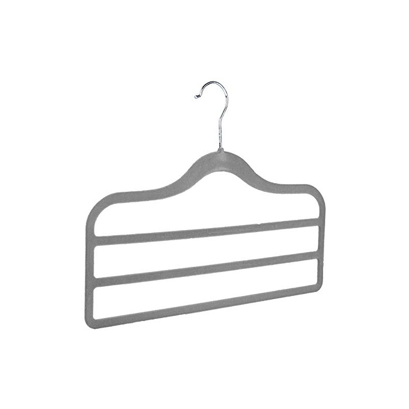 The Hanger Store Pack of 5 Grey 3 Bar Flocked