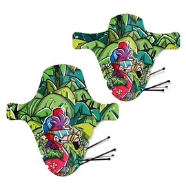 RIESEL DESIGN® Mudguard Set (1 x Mud: PE + Col:oss) - MTB Mudguard Including Cable Ties/Stylish Bicycle Mudguard & Modern Mountain Bike Mudguard for Any Bike Size (flowmingo set)