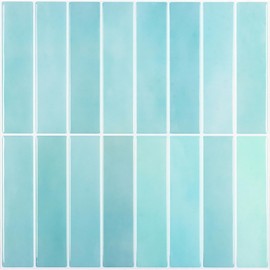 CHIHUT 6 Sheets Mint Green Peel and Stick Tile 12"X12" Rectangular Stick on Backsplash Tiles for Kitchen Self Adhesive Removable Backsplash Tile for Bathroom Laundry Room PVC Thick 3D Wall Panels