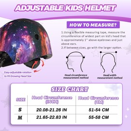 HXWY Adjustable Kids Bike Helmet for Girls Boys Toddler Youth CPSC Certified, Galaxy Protective Kids Helmets for Multi-Sports Cycling Skateboard Scooter Skating Rollerblading (Small)