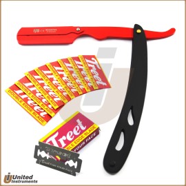 Medentra Stylish Straight Edge Barber Shaving Razor Beard Hair Removal Safety Razor Red