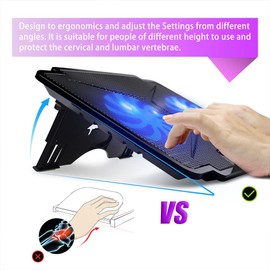 navor Laptop Cooling Pad with Quiet Fans for 10”-15.6” Laptop/Notebook, Cooling Mat Stable Stand, Adjustable Height, with USB Interface for Desk/Lap Use