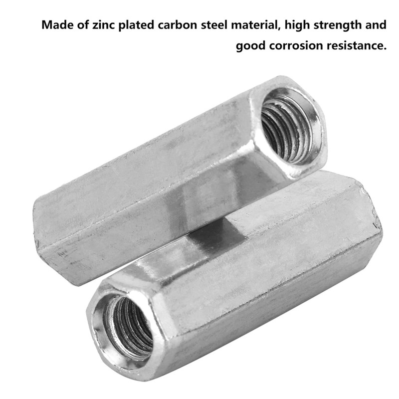 10Pcs M8 Long Rod Nut Hex Coupling Nut Hexagonal Sleeve