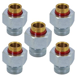 Midline Valve EVGT3412-OM-5 Dielectric Union Pipe Fitting 3/4 in. x 1/2 in. FIP x SWT Reduces Electrolysis Brass x Stainless Steel (5 Pack)