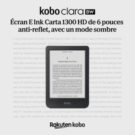 Kobo Clara BW | eReader | 6” Glare-Free Touchscreen with ComfortLight PRO | Dark Mode Option | Audiobooks | Waterproof | 16GB of Storage | Black