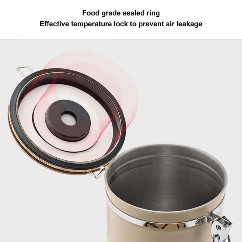 Coffee Canister 1.8L Stainless Steel Airtight Coffee Bean Storage Container