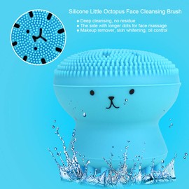 Face Cleansing Brush, Silicone Handheld Facial Scrubber Exfoliating Grease Removal Massage Jellyfish Octopus Shaped Face Wash Brush for Women Deep Pore Cleansing(Blue)
