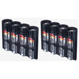 Storacell AA Battery Storage Caddy (2 Pack), Black, Holds 4 Batteries (Not Included)