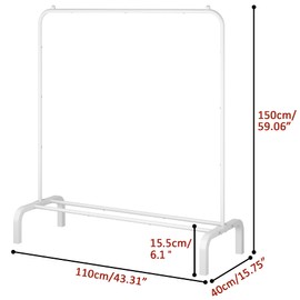 OTROUWORHT Clothes Rack Metal Clothing Rack with Bottom Shelf Garment Rack for Hanging Clothes Shirts Jeans and Coats White