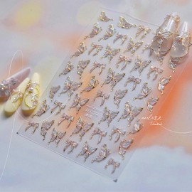 5D Embossed Butterfly Nail Art Stickers Laser Butterfly Nail Stickers Self-Adhesive Aurora Butterflies Nails Decals Spring Manicure Summer Nails Supplies for Women Girls DIY
