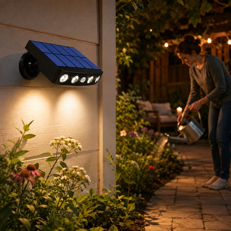 Solar Outdoor Wall Light for Garden Security – 4 LED