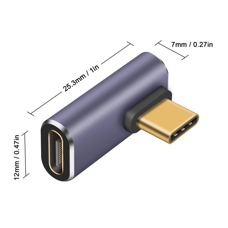 Poyiccot USB C Right Angle Adapter 40Gbps, 8K@60Hz, 100W, USB