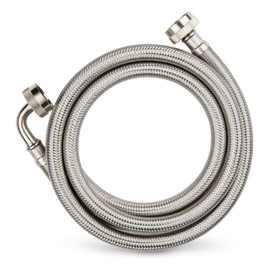 Niikappu Washing Machine Hoses 5ft, 1 Pack Braided Stainless Steel Washer Hoses with 90 Degree Elbow, Hot and Cold Washer Supply Line, Universal Flexible Laundry Machine Hose for All Washing Machine