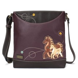 Chala Vegan Leather Sweet Messenger Bag (Horse Family - Plum)