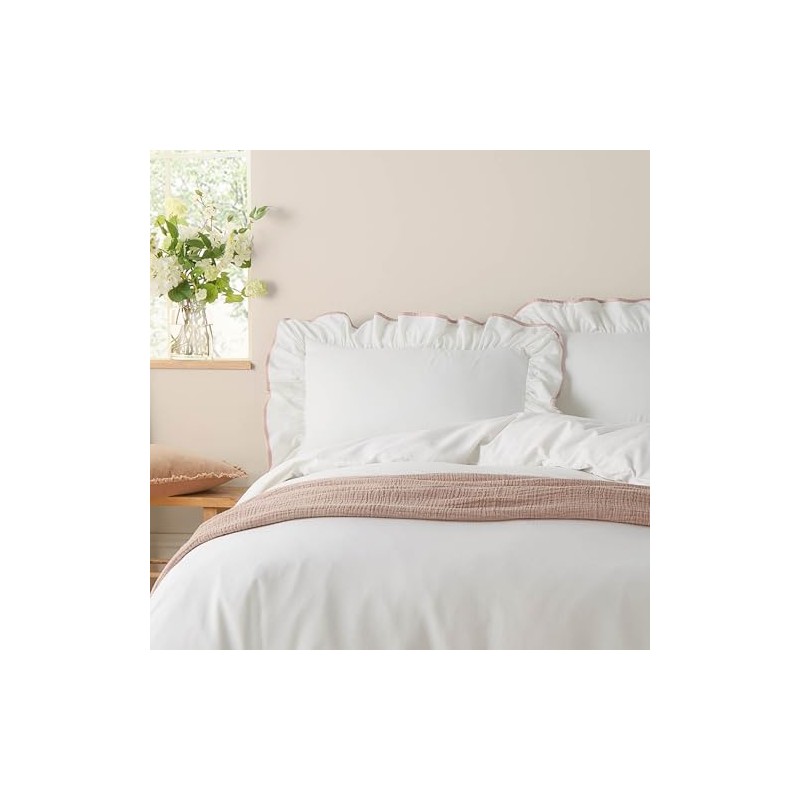 Wylder Nature Blousey Ruffled Cotton Pillowcase Pair - Pink