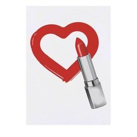 'Red Lipstick Love Heart ' Temporary Tattoo - Water Resistant, Skin-Safe, Non-Toxic Transfer (TO00083625)