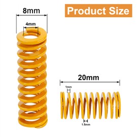 HUAREW 3D Printer Die Spring 8mm OD 20mm Long Light Load Compression Mould Die Spring Yellow Compression Mould Die Spring for The Ender 3s Bed(Pack of 20 Pcs)