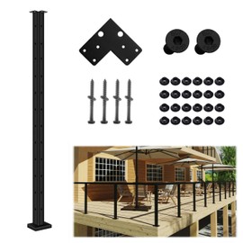 Patavin 42" Black Cable Railing Corner Post-Cable Railing System for Deck Easy DIY -1 Pcs (2 Sides Pre-drilled)