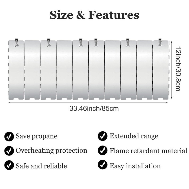 Patio Heater Reflector Shield, Upgraded 12" Height Heat Focusing Reflector