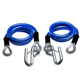 DocksLocks Trailer Safety Towing Cables, Self Coiling Weatherproof Vinyl Coated with Snap Hook Safety Latches, 48” Length, 2 Pack (3500 lbs Break Force)