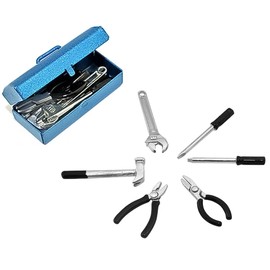 Ieron 6 Pcs Dollhouse Miniature Repair Tool Set With Box Metal Miniature Scene Model Work Tools for DIY Miniature House Garden Tools 1:12 Shed Work Accessory