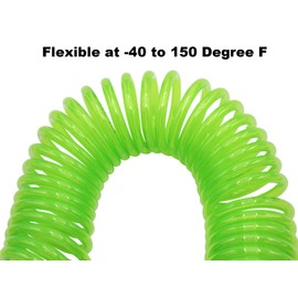 YOTOO Polyurethane Recoil Air Hose, Air Compressor Hose 1/4" Inner Diameter by 50' Long with Bend Restrictor, 1/4" Industrial Quick Coupler and Plug, Green