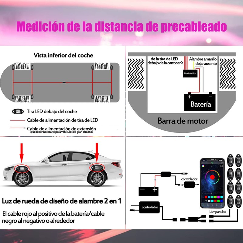 HEKE Luces LED RGB para Rocas, 8 cápsulas con aplicación