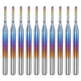 QUARKZMAN End Milling CNC Milling Cutter Bits 1/8 Inch Shank 1.4 mm Blue Coated Tungsten Carbide Milling Machine for PCB Acrylic Wood Aluminium Metal Pack of 10